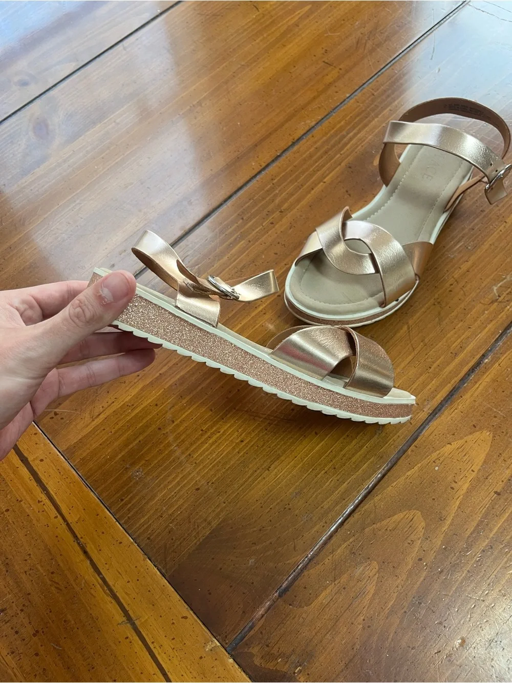 Kids Children's Place Rose Gold Flatform Sandals 2 Braided Strap